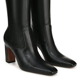 Franco Sarto Bowman Square Toe Knee High Black Faux Leather 9.5M-MSRP $180